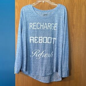 Blue Long Sleeve Top with Motivational Text